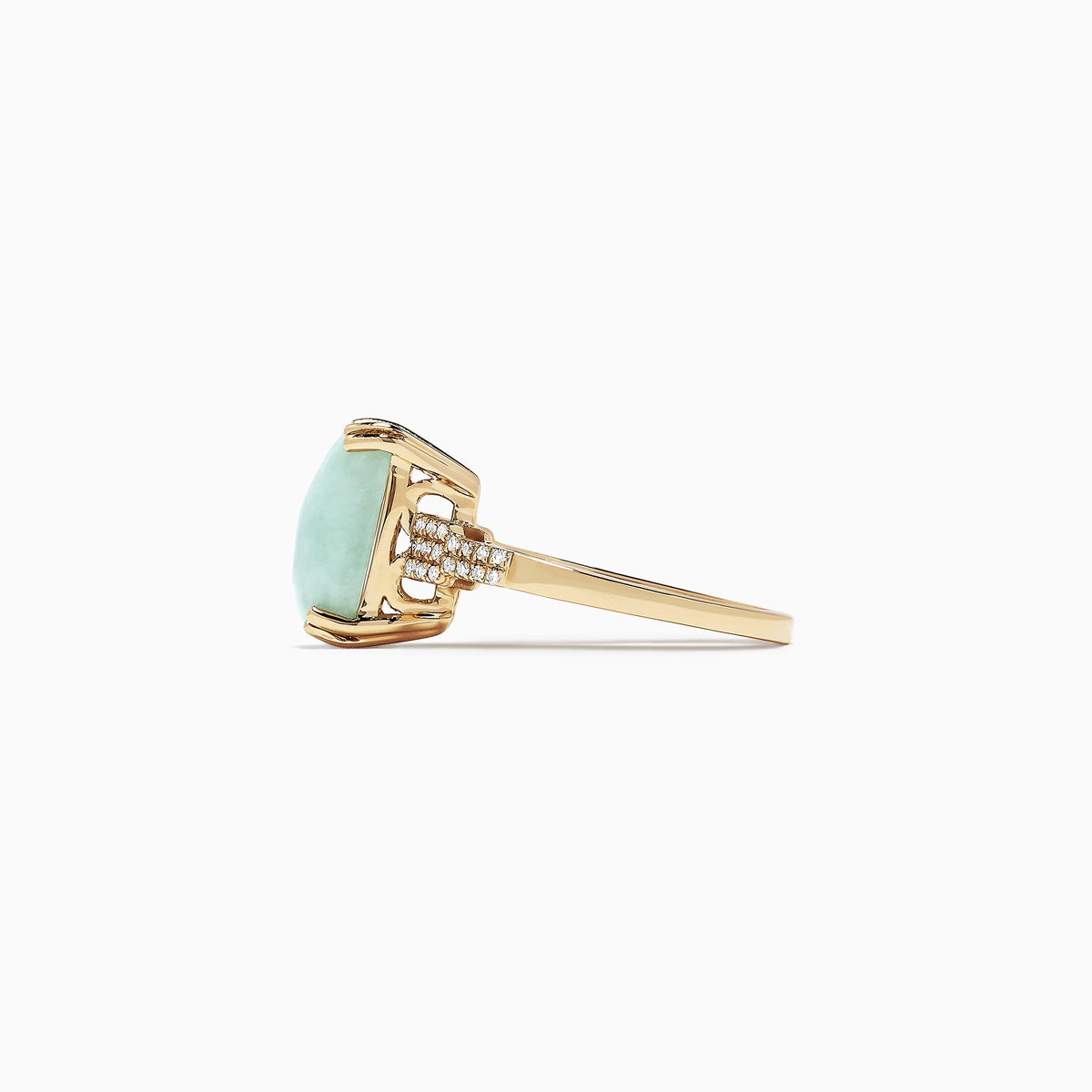 Jade and Diamond Ring in 14K Yellow Gold, 6.81 ctw view 3