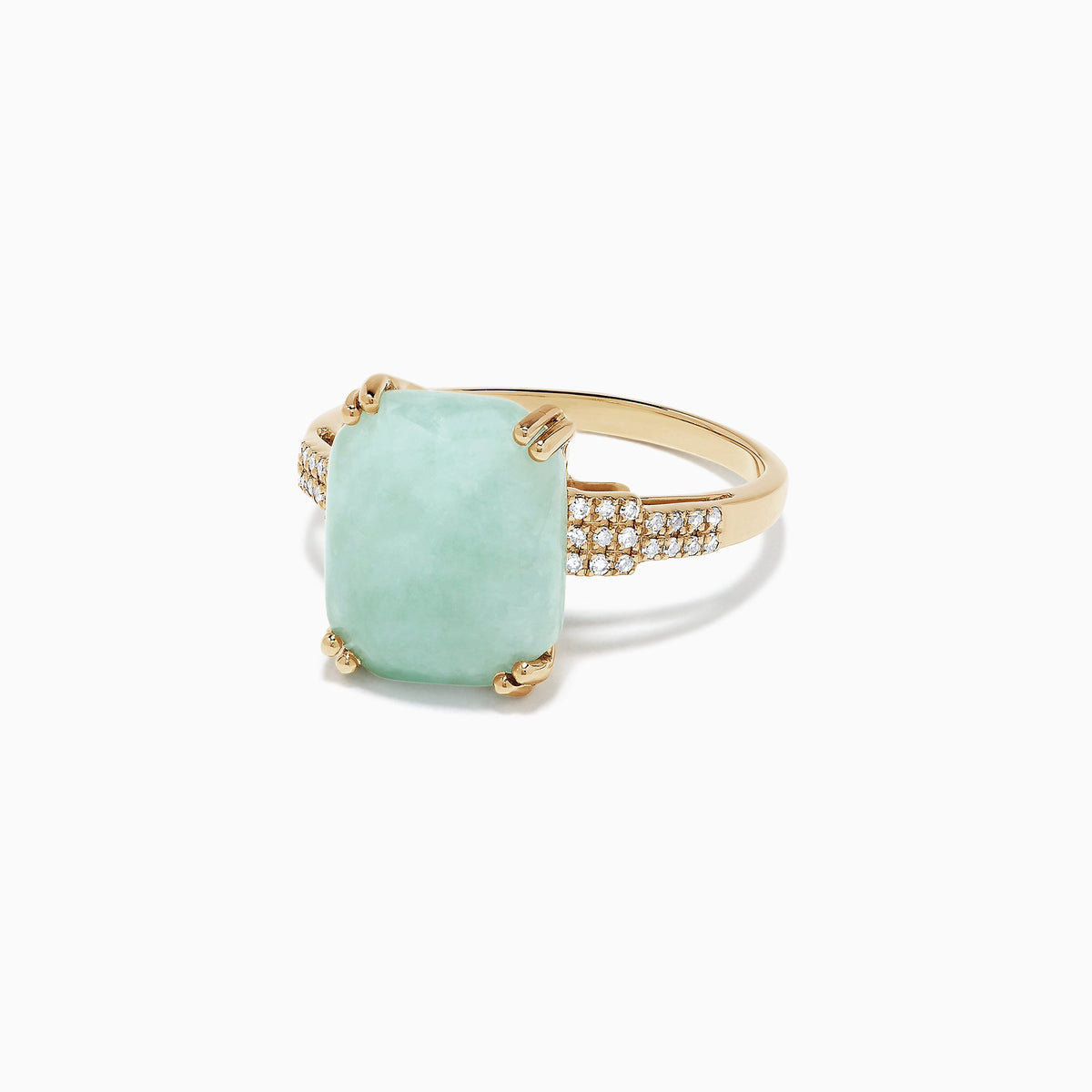 Jade and Diamond Ring in 14K Yellow Gold, 6.81 ctw view 2