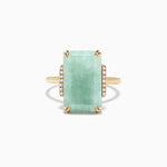 Jade and Diamond Ring in 14K Yellow Gold, 11.56 ctw