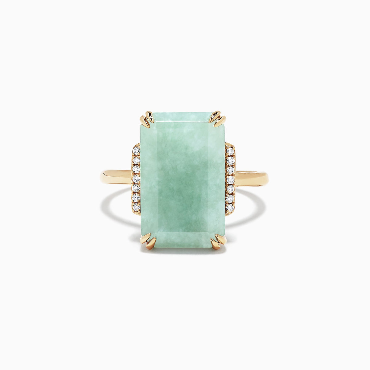 Jade and Diamond Ring in 14K Yellow Gold, 11.56 ctw