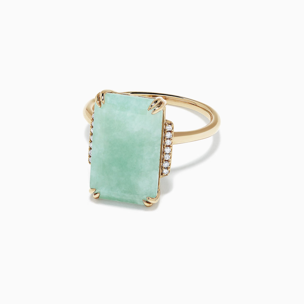 Jade and Diamond Ring in 14K Yellow Gold, 11.56 ctw view 2