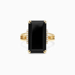Onyx and Diamond Ring in 14K Yellow Gold, 9.65 ctw