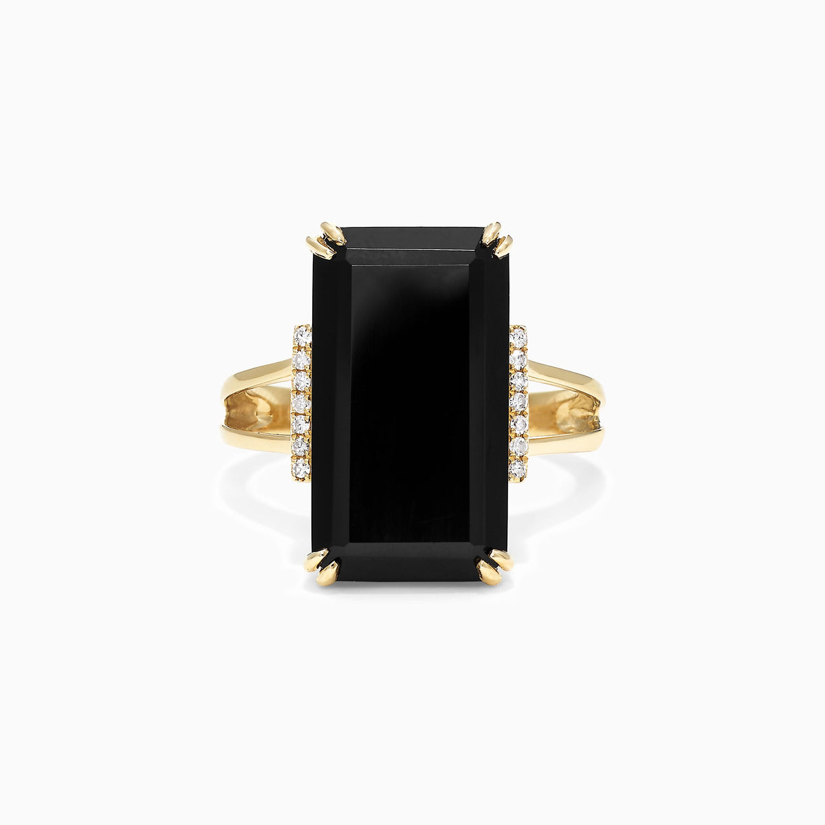 Onyx and Diamond Ring in 14K Yellow Gold, 9.65 ctw