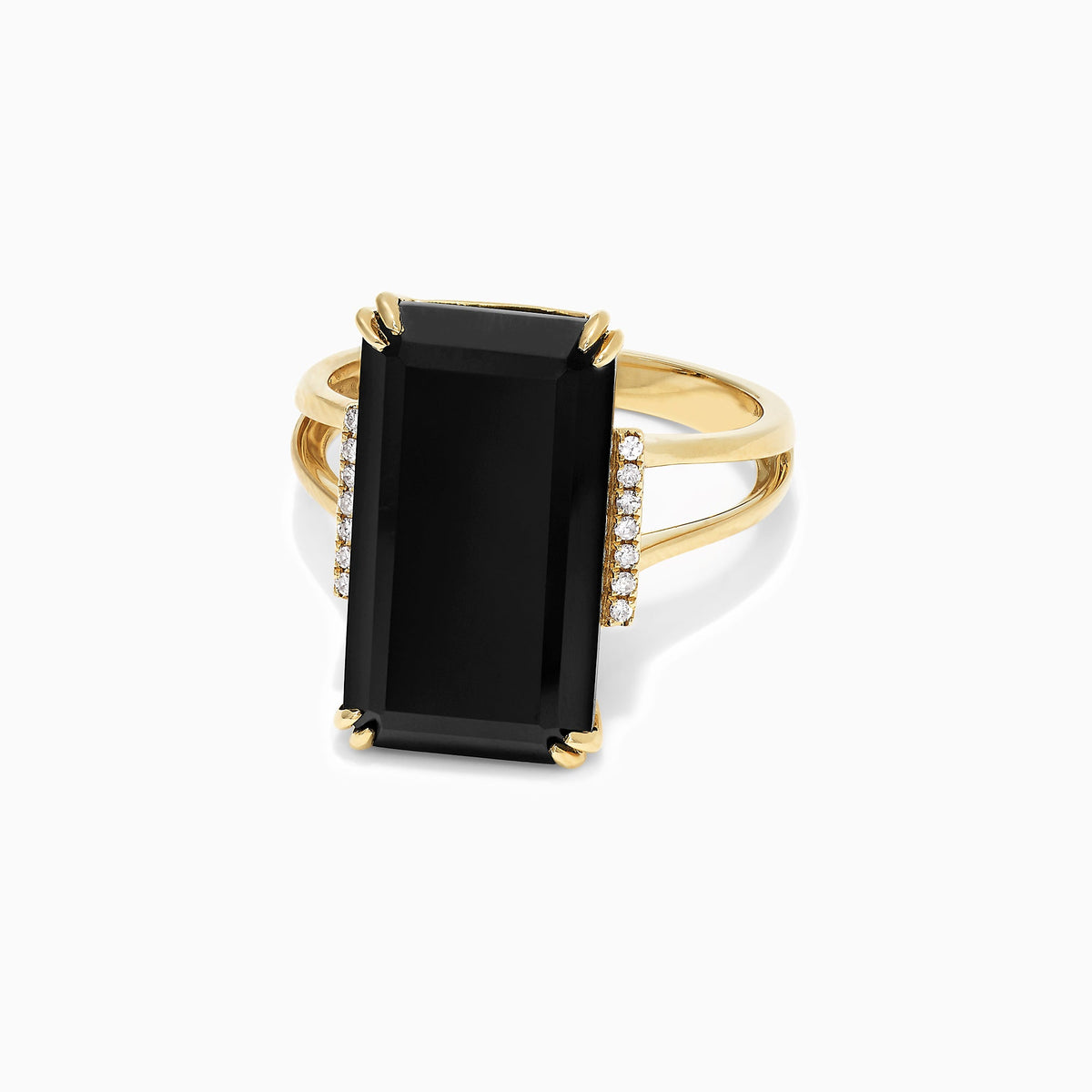 Onyx and Diamond Ring in 14K Yellow Gold, 9.65 ctw view 2