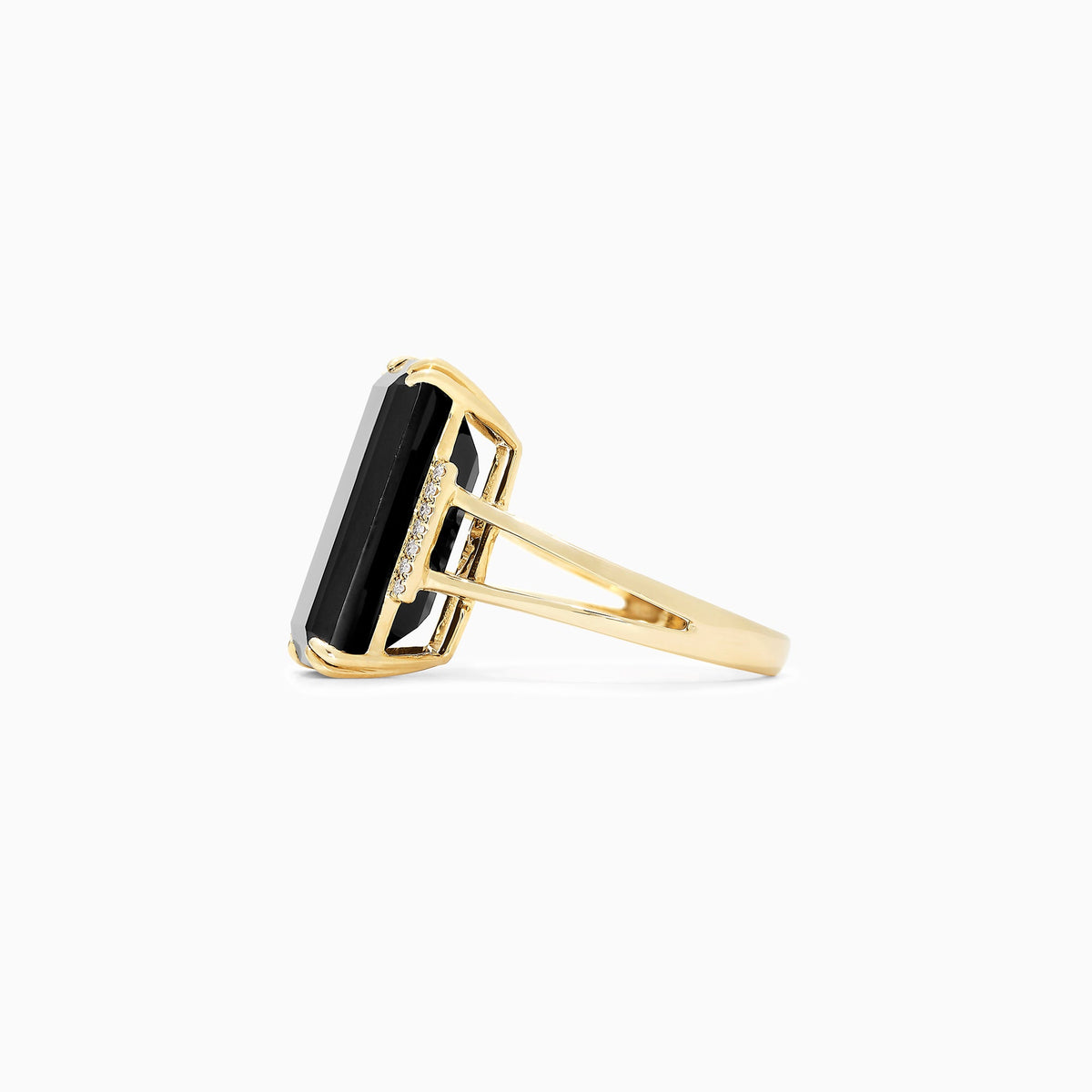 Onyx and Diamond Ring in 14K Yellow Gold, 9.65 ctw view 3