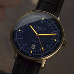 Sternglas "Hamburg Automatic Edition Marine" Watch in Gold-Tone, Dark Blue Dial