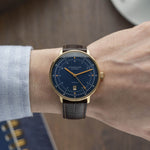 Sternglas "Hamburg Automatic Edition Marine" Watch in Gold-Tone, Dark Blue Dial