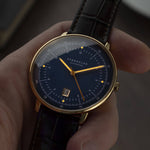 Sternglas "Hamburg" Quartz Watch in Gold-Tone Steel, Dark Blue Dial