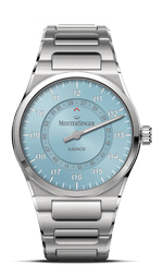 MeisterSinger "Kaenos Open Date" Men's Automatic in SS, Sunburst Ice Blue Dial