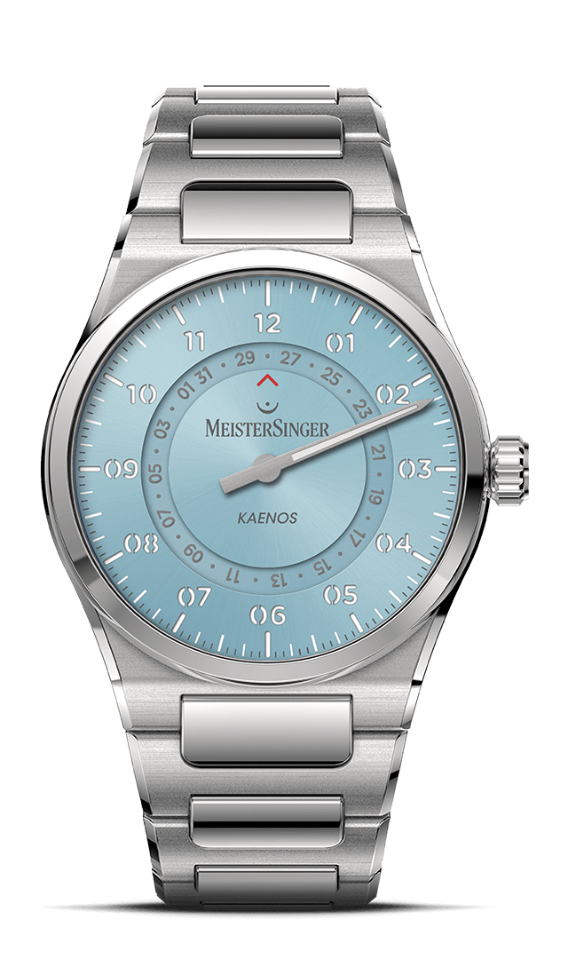 MeisterSinger "Kaenos Open Date" Men's Automatic in SS, Sunburst Ice Blue Dial