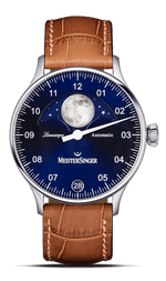 MeisterSinger "Lunascope" Single-Hand Moon Phase Automatic, Blue Dial LS908