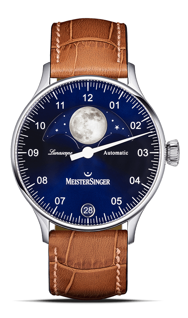 MeisterSinger "Lunascope" Single-Hand Moon Phase Automatic, Blue Dial LS908