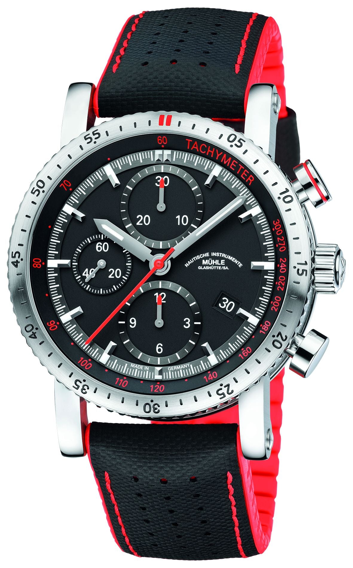 Mühle-Glashütte "Teutonia Sport I" Chronograph Automatic in SS, Black Dial