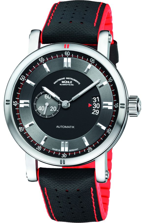Mühle-Glashütte "Teutonia Sport II" Automatic in SS, Black & Red Dial