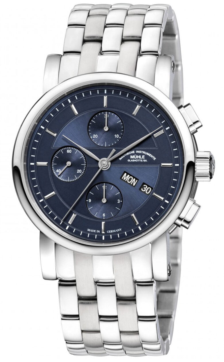 Mühle-Glashütte "Teutonia II Chronograph" Automatic in SS, Night Blue Dial
