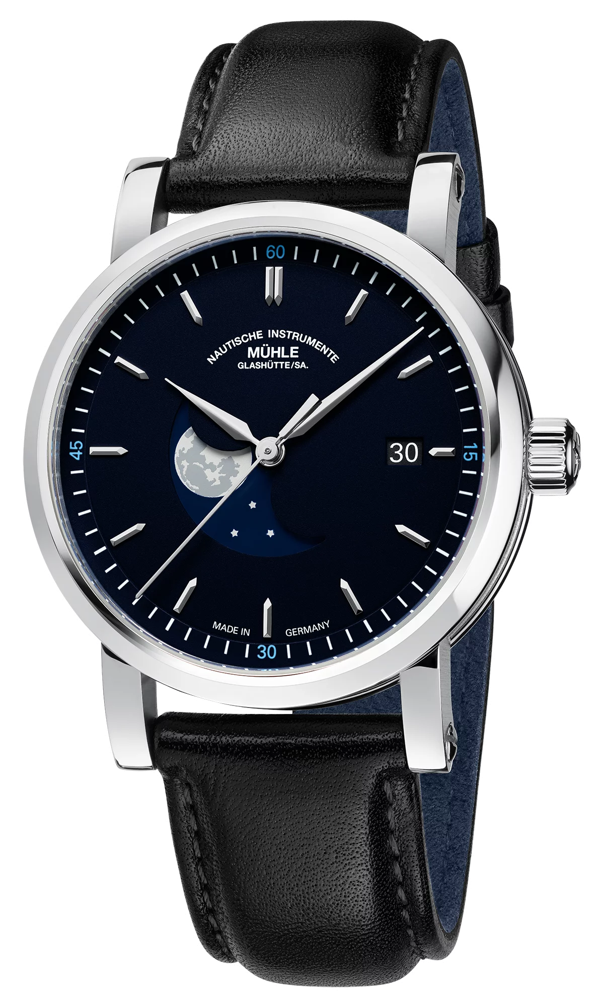Mühle-Glashütte "Teutonia IV BlueMoon" Moon Phase Automatic, Blue Dial
