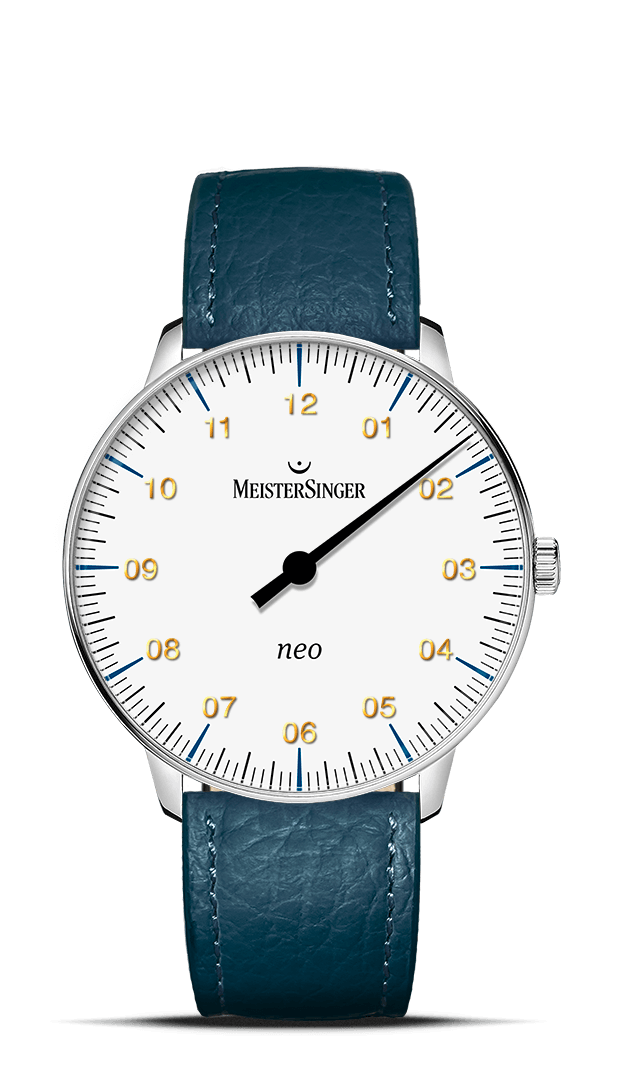 MeisterSinger "Neo" Sapphire Single-Hand Automatic in SS, White Dial