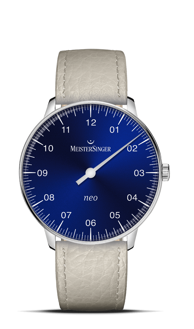 MeisterSinger "Neo" Sapphire Single-Hand Automatic in SS, Sunburst Blue Dial