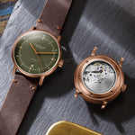Sternglas "Naos Automatic" Watch in Bronze-Tone Steel, Dark Green Dial
