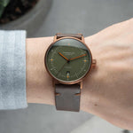 Sternglas "Naos Automatic" Watch in Bronze-Tone Steel, Dark Green Dial
