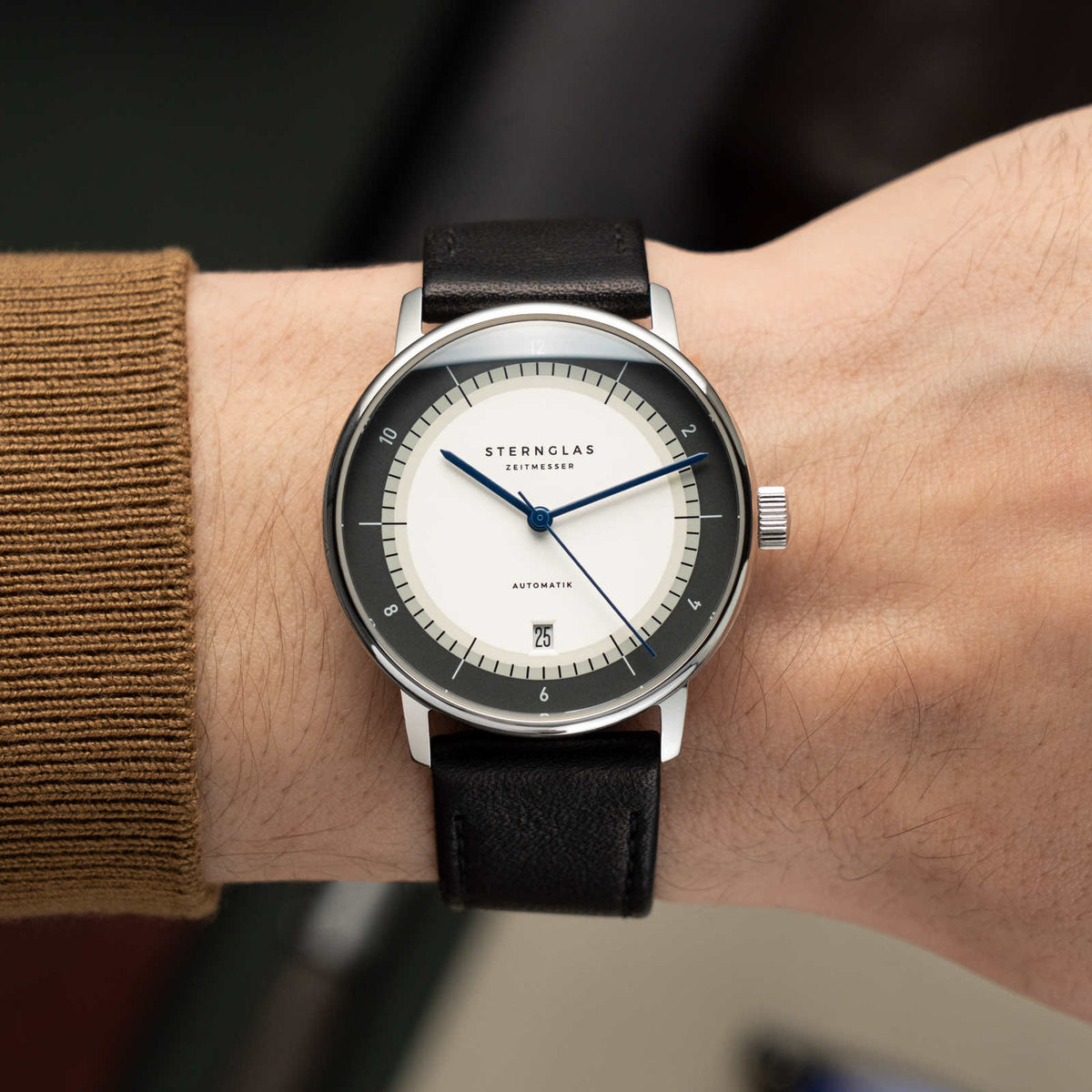 Sternglas "Naos Automatic Edition 60" Watch in Steel, White and Grey Dial