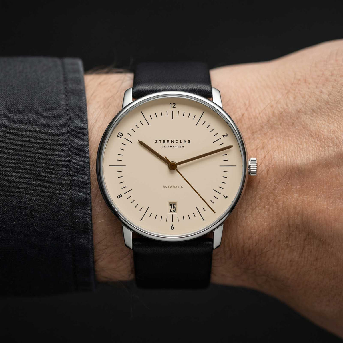 Sternglas "Naos Automatic" Watch in Stainless Steel, Sand Brown Dial