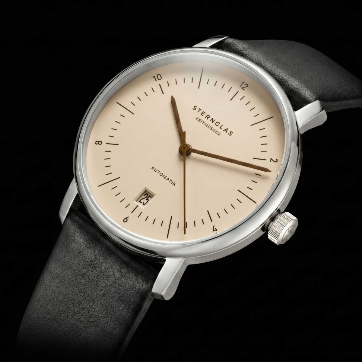 Sternglas "Naos Automatic" Watch in Stainless Steel, Sand Brown Dial