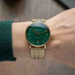 Sternglas "Naos Automatic" Watch in Gold-Tone Steel, Dark Green Dial