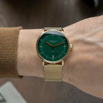 Sternglas "Naos Automatic" Watch in Gold-Tone Steel, Dark Green Dial