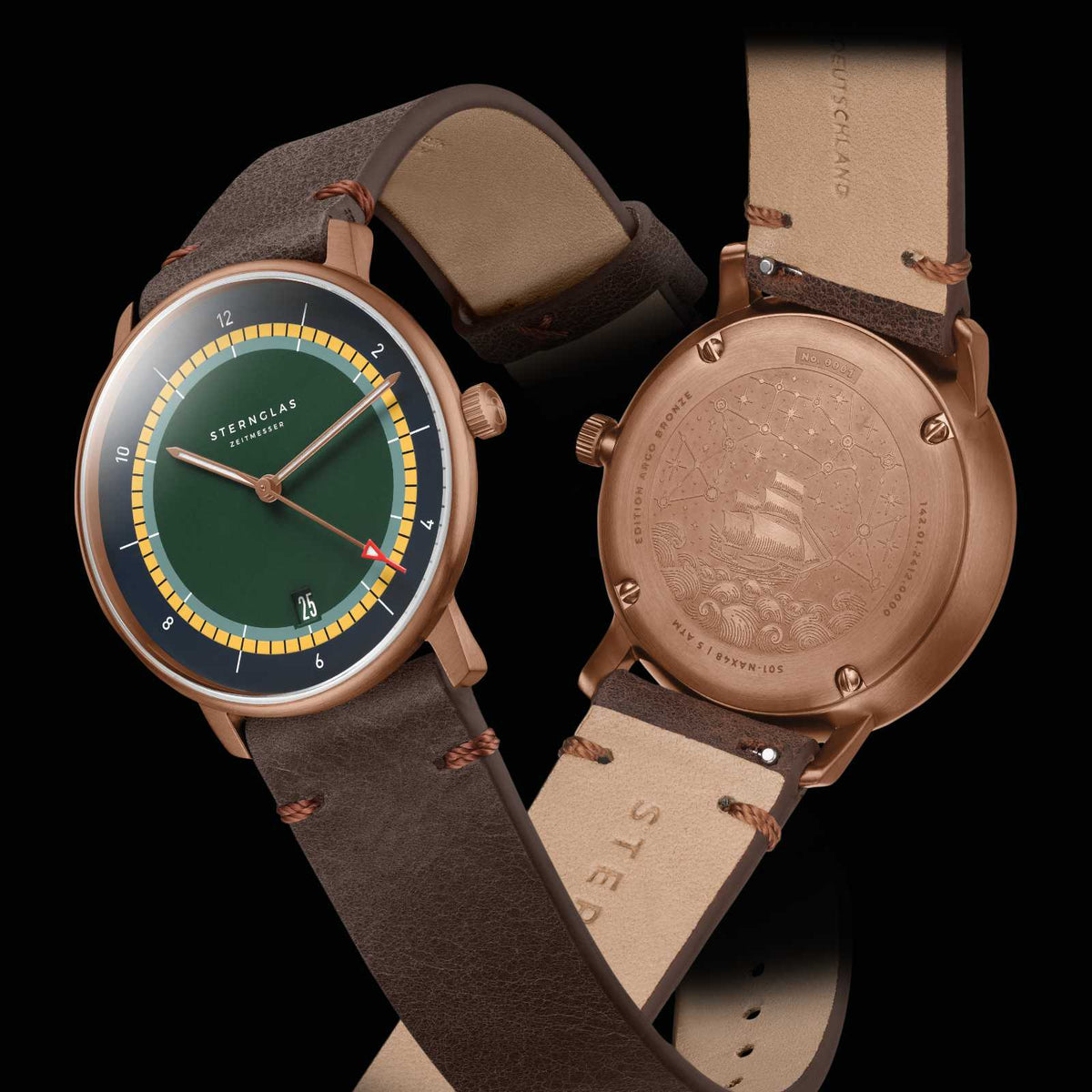 Sternglas "Naos Edition Argo" Quartz Watch in Bronze-Tone Steel, Multicolor Dial