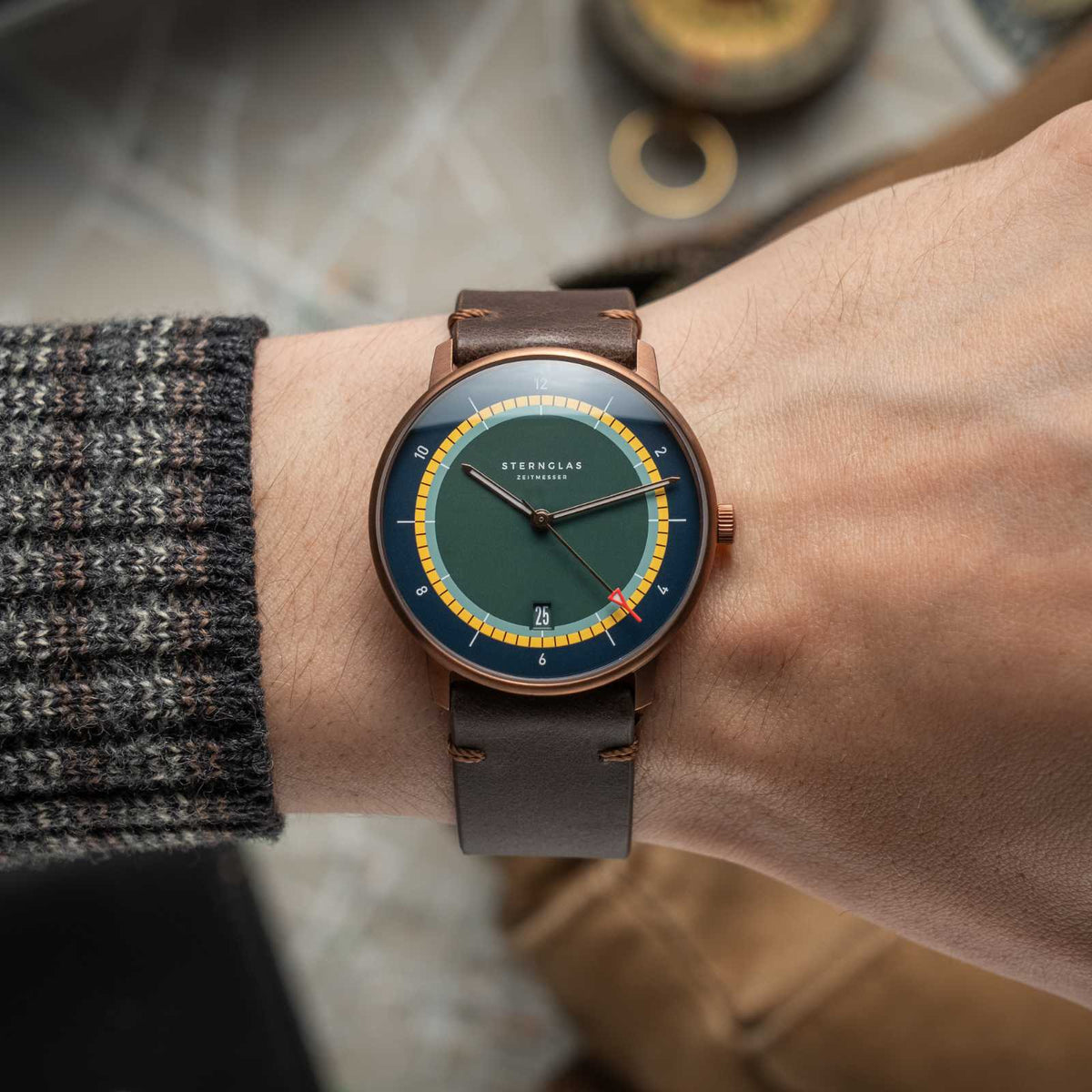 Sternglas "Naos Edition Argo" Quartz Watch in Bronze-Tone Steel, Multicolor Dial