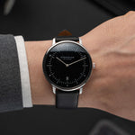 Sternglas "Naos" Quartz Watch in Stainless Steel, Piano Black Dial
