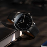 Sternglas "Naos" Quartz Watch in Stainless Steel, Piano Black Dial