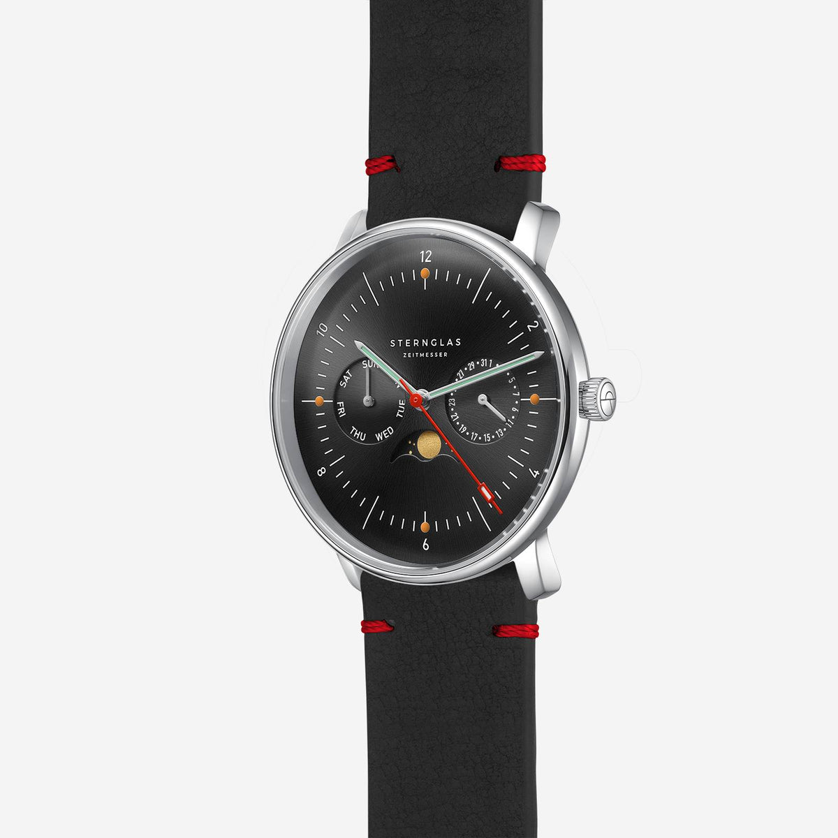Sternglas "Naos Moonphase Edition Neuwerk" Quartz Watch in Steel, Storm Grey Dial