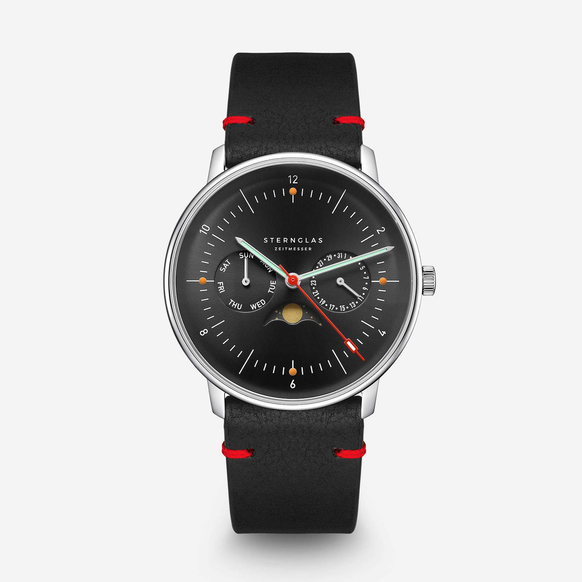 Sternglas "Naos Moonphase Edition Neuwerk" Quartz Watch in Steel, Storm Grey Dial