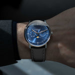 Sternglas "Naos Moonphase" Quartz Watch in Stainless Steel, Midnight Blue Dial