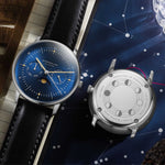 Sternglas "Naos Moonphase" Quartz Watch in Stainless Steel, Midnight Blue Dial