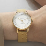 Sternglas "Naos XS Automatic" Women's Watch in Gold-Tone Steel, White Dial