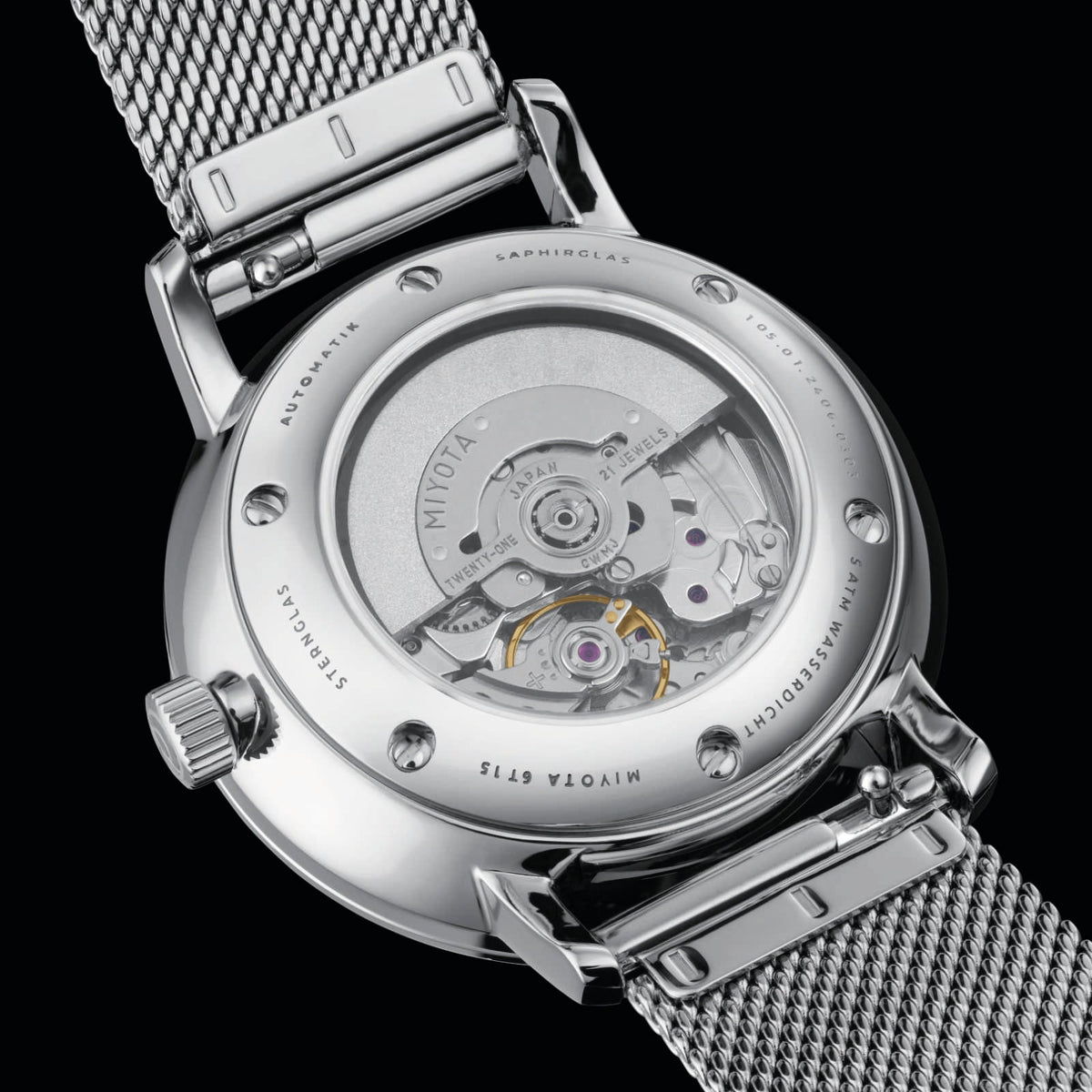 Sternglas "Naos XS Automatic" Women's Watch in Stainless Steel, White Dial