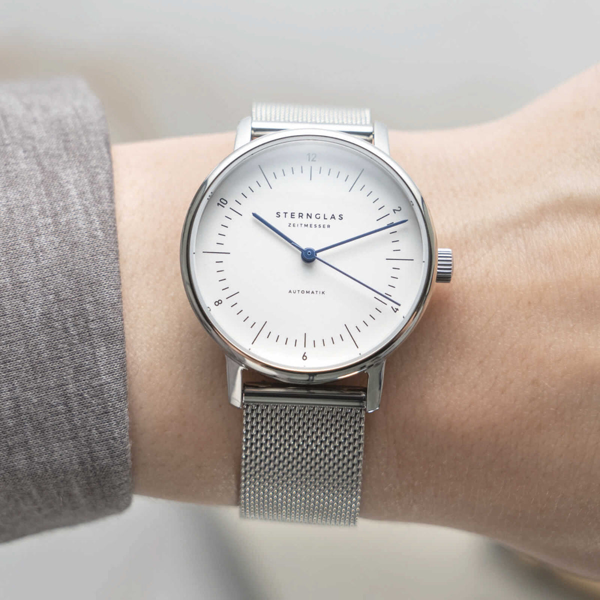 Sternglas "Naos XS Automatic" Women's Watch in Stainless Steel, White Dial