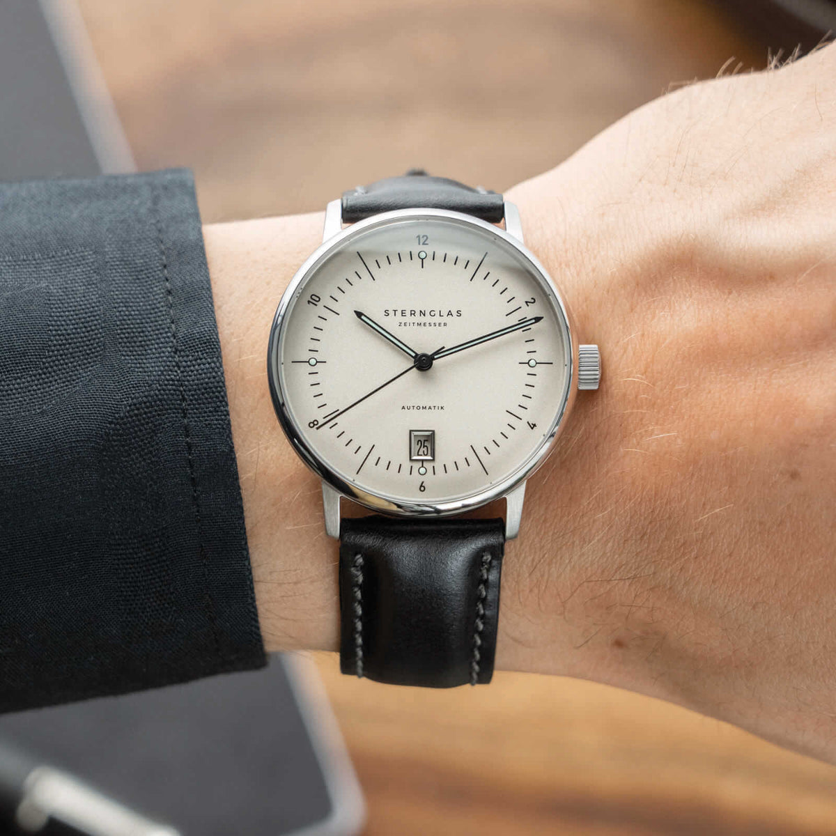 Sternglas "Naos Pro Automatic" Watch in Stainless Steel, Alabaster Dial