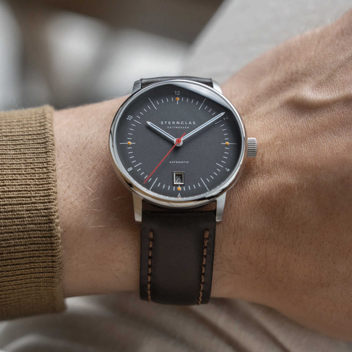 Sternglas "Naos Pro Automatic" Watch in Stainless Steel, Anthracite Dial