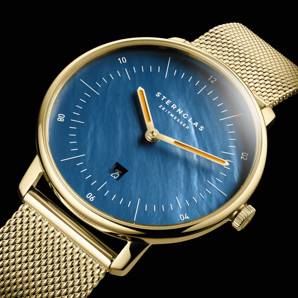 Sternglas "Naos XS Edition Mother of Pearl" Women's Quartz Watch in Gold-Tone, Dark Blue MOP Dial