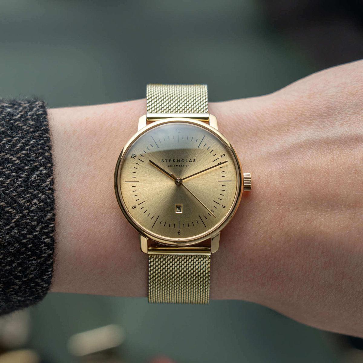 Sternglas "Naos XS Edition Elyra" Women's Quartz Watch in Gold-Tone, Sunray Gold Dial