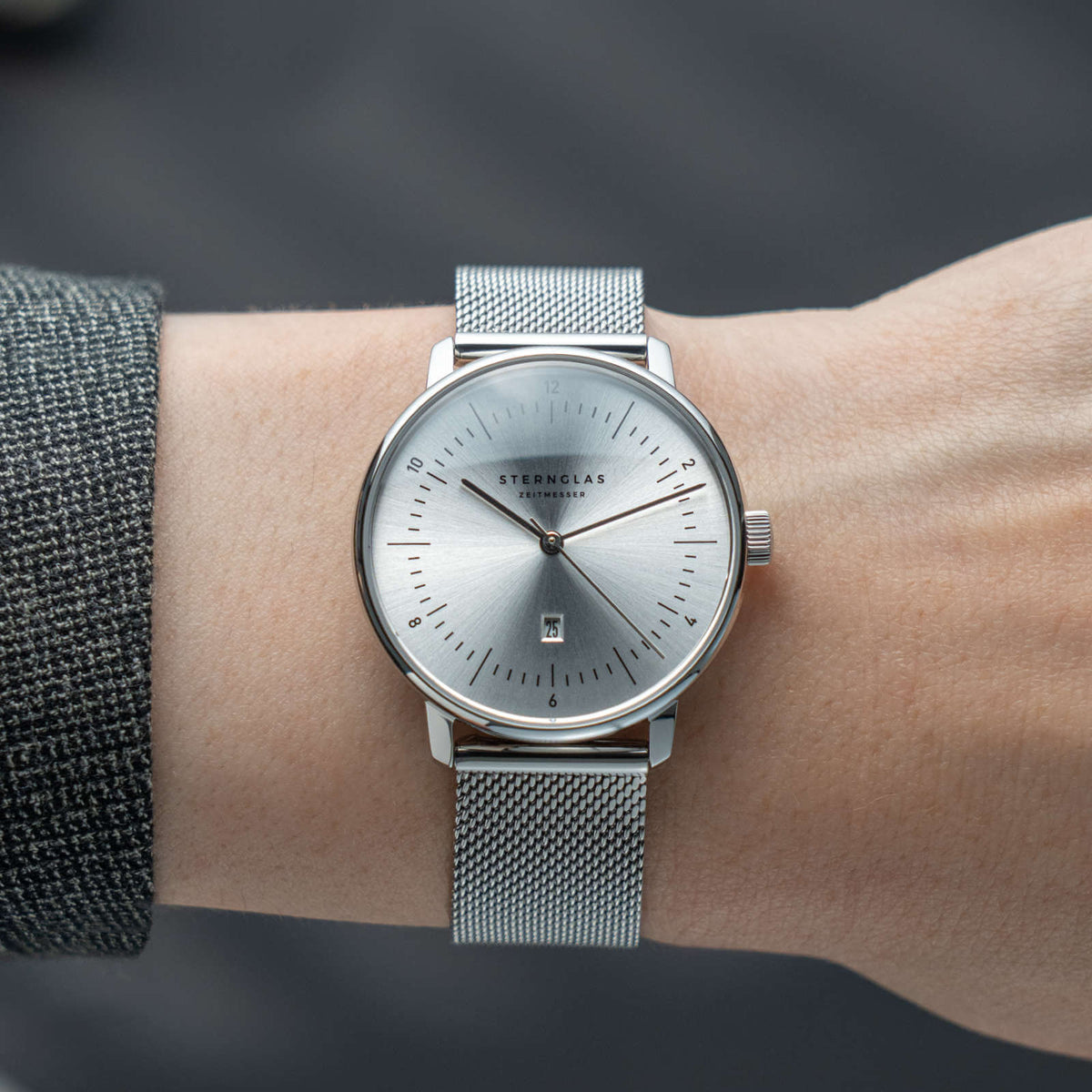 Sternglas "Naos XS Edition Elyra" Women's Quartz Watch in Steel, Sunray Silver Dial