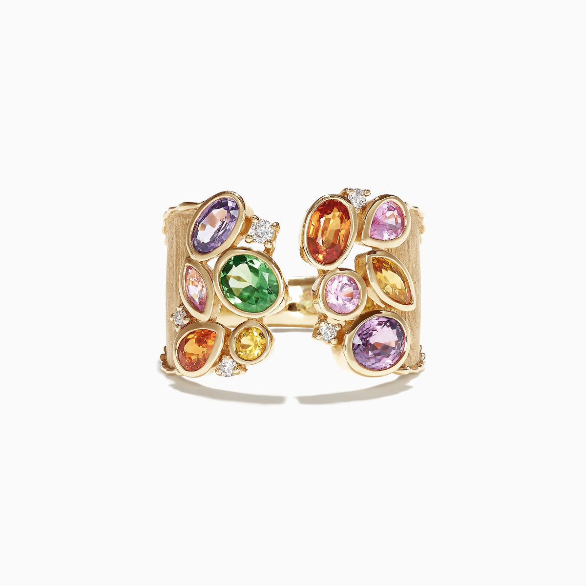 Multi Sapphire and Diamond Ring in 14K Yellow Gold, 2.46 ctw