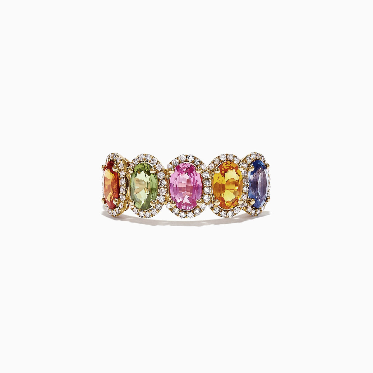 Multi-Sapphire Diamond Ring in 14K Yellow Gold, 2.81 ctw