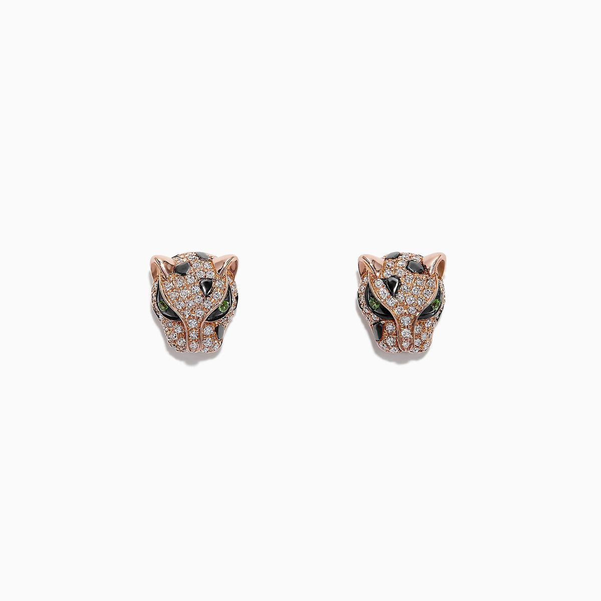 Diamond and Tsavorite Stud Earrings in 14K Rose Gold, 0.49 ctw