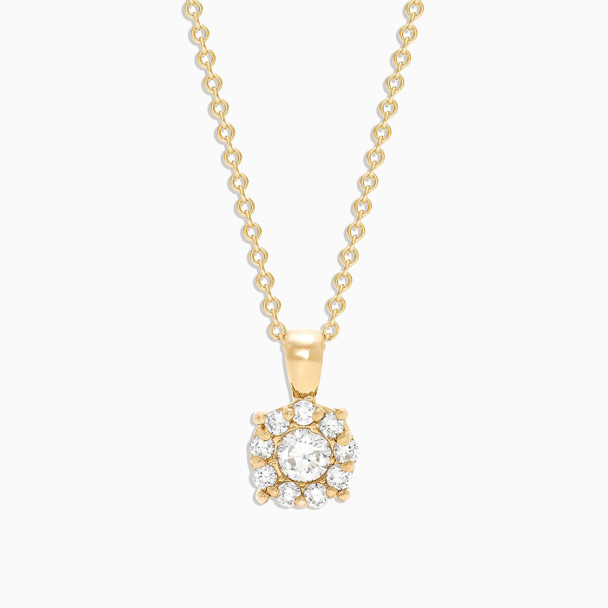 Diamond Cluster Pendant in 14K Yellow Gold, 0.47 ctw