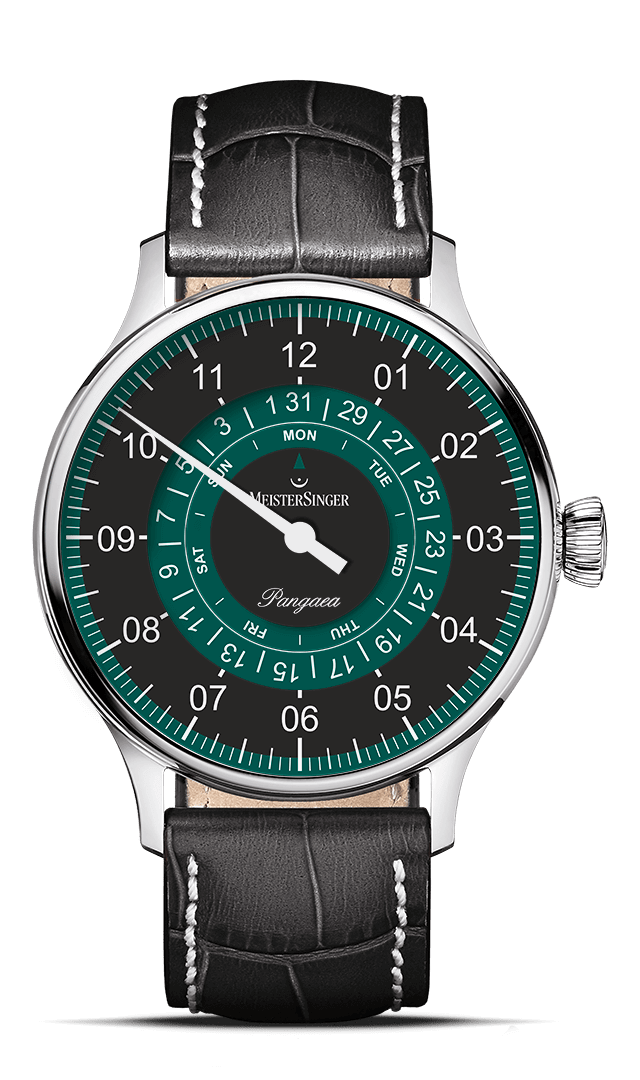MeisterSinger "Pangaea Day Date" Automatic in SS, Black & Petrol Dial